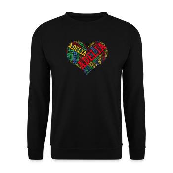 t-shirt Adelia word cloud coeur idée cadeau - Sweat-shirt Unisexe - noir - Devant - Alina (178cm) & Michal (187cm)