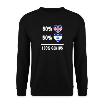Israël et Grande-Bretagne 100% Genius Flag - Sweat-shirt Unisexe - noir - Devant - Alina (178cm) & Michal (187cm)
