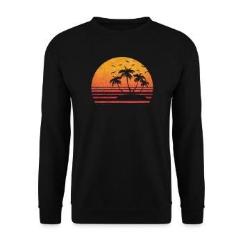 Retro Palm Sun - Unisex Sweatshirt - black - Front - Alina (178cm) & Michal (187cm)