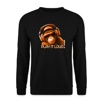 Play It Loud Monkey DJ - Unisex Sweatshirt - black - Front - Alina (178cm) & Michal (187cm)