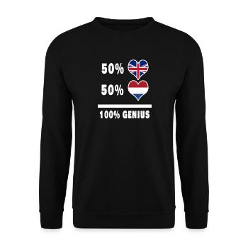 Pays-Bas et Grande-Bretagne 100% Genius Flag - Sweat-shirt Unisexe - noir - Devant - Alina (178cm) & Michal (187cm)