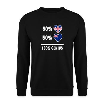 New Zealand and Great Britain 100% Genius Flag - Unisex Sweatshirt - black - Front - Alina (178cm) & Michal (187cm)