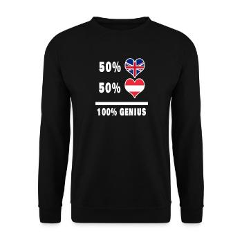 Autriche et Grande-Bretagne 100% Genius Flag - Sweat-shirt Unisexe - noir - Devant - Alina (178cm) & Michal (187cm)