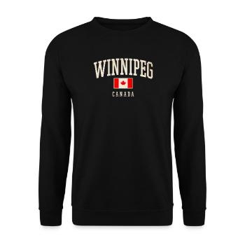 Winnipeg Canada Retro Varsity - Unisex Pullover - Schwarz - Vorne - Alina (178cm) & Michal (187cm)