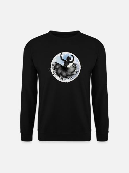 Balletttänzerin tanzt mit Federkleid in den Wolken - Unisex Pullover - Schwarz