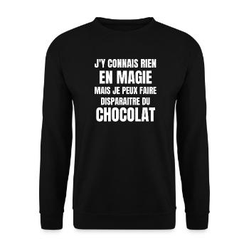 chocolat, chocolat humour, manger du chocolat - Sweat-shirt Unisexe - noir - Devant - Alina (178cm) & Michal (187cm)