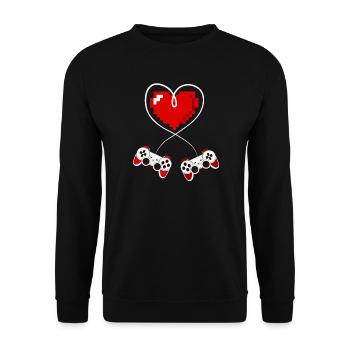 video games, gamer, game console - Unisex Sweatshirt - black - Front - Alina (178cm) & Michal (187cm)