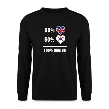 Südkorea und Großbritannien 100% Genius Flagge - Unisex Pullover - Schwarz - Vorne - Alina (178cm) & Michal (187cm)