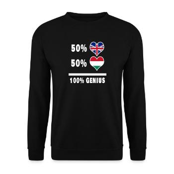 Ungarn und Großbritannien 100% Genius Flagge - Unisex Pullover - Schwarz - Vorne - Alina (178cm) & Michal (187cm)