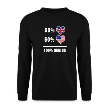 USA and UK 100% Genius Flag - Unisex Sweatshirt - black - Front - Alina (178cm) & Michal (187cm)