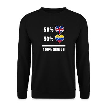 Venezuela und Großbritannien 100% Genius Flagge - Unisex Pullover - Schwarz - Vorne - Alina (178cm) & Michal (187cm)