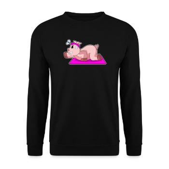 Gymnastique de fitness Yoga des cochons - Sweat-shirt Unisexe - noir - Devant - Alina (178cm) & Michal (187cm)