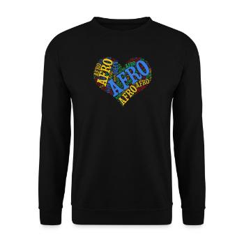 tshirt Afro heart word cloud t-shirt collage - Unisex Sweatshirt - black - Front - Alina (178cm) & Michal (187cm)
