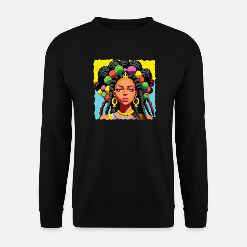 Schwarze Frau mit Dreadlocks - Unisex Pullover - Schwarz