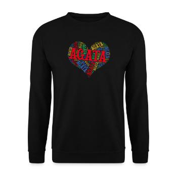 t-shirt Agata word cloud coeur t-shirt - Sweat-shirt Unisexe - noir - Devant - Alina (178cm) & Michal (187cm)