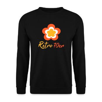 70er Jahre Blume Muster Retro - Unisex Pullover - Schwarz - Vorne - Alina (178cm) & Michal (187cm)
