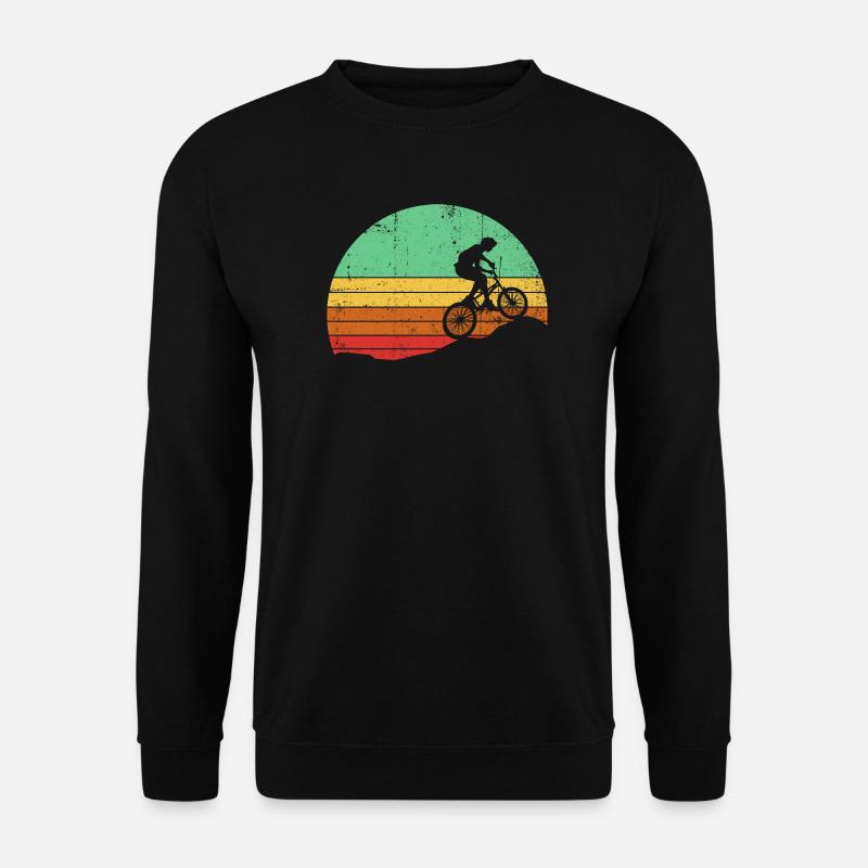 Retro Sonnenuntergang Radfahrer Silhouette - Unisex Pullover - Schwarz