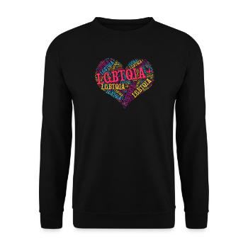 LGBTQIA+ Heart Word Cloud Lgbt Gay Pride T-Shirt - Sweat-shirt Unisexe - noir - Devant - Alina (178cm) & Michal (187cm)