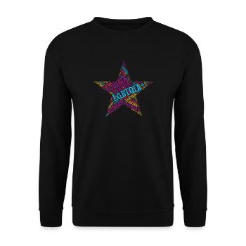LGBTQIA+ Stern Wortwolke Lgbt Gay Pride T-Shirt - Unisex Pullover - Schwarz - Vorne - Alina (178cm) & Michal (187cm)