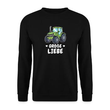 Nutzfahrzeug Trecker Bauer Statement Traktor Feld - Unisex Pullover - Schwarz - Vorne - Alina (178cm) & Michal (187cm)