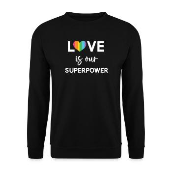 Pride Month - LGBTQ+ Love is Our Superpower - Unisex Sweatshirt - black - Front - Alina (178cm) & Michal (187cm)