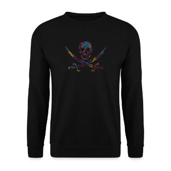 LGBTQIA+ T-Shirt Skull Sword Word Cloud Gay Pride - Unisex Sweatshirt - black - Front - Alina (178cm) & Michal (187cm)