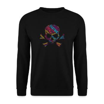 LGBTQIA+ T Shirt Skull Word Cloud LGBT Gay Pride - Unisex Sweatshirt - black - Front - Alina (178cm) & Michal (187cm)