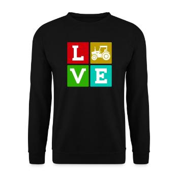 Traktor Landleben Spruch Nutzfahrzeug Landwirt - Unisex Pullover - Schwarz - Vorne - Alina (178cm) & Michal (187cm)