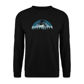 Forest Night MTB Jump - Unisex Pullover - Schwarz - Vorne - Alina (178cm) & Michal (187cm)