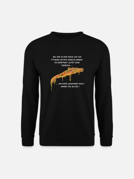 Fitness Studio oder Pizzeria - Pizza gewinnt immer - Unisex Pullover - Schwarz