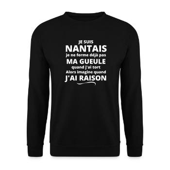 Nantes, Nantais, je suis Nantais - Sweat-shirt Unisexe - noir - Devant - Alina (178cm) & Michal (187cm)