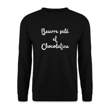 Beurre salé et Chocolatine. Breizh Euskal Herria. - Sweat-shirt Unisexe - noir - Devant - Alina (178cm) & Michal (187cm)