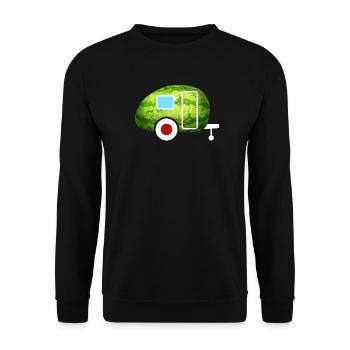 Melon Caravan Caravan Retro Summer Camping Fan - Unisex Sweatshirt - black - Front - Alina (178cm) & Michal (187cm)