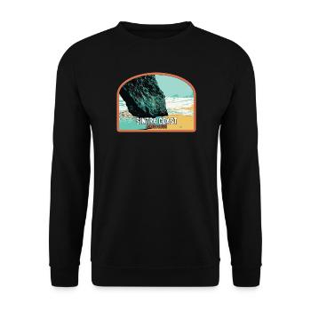 Illustration of Adraga Beach, Sintra Portugal - Unisex Sweatshirt - black - Front - Alina (178cm) & Michal (187cm)