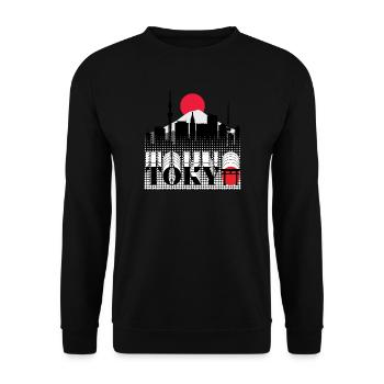 Tokyo Skyline Retro Red Sun Design - Sweat-shirt Unisexe - noir - Devant - Alina (178cm) & Michal (187cm)