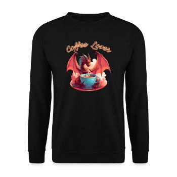 Dragon Coffee Lover - Unisex Sweatshirt - black - Front - Alina (178cm) & Michal (187cm)
