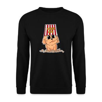 Popcorn Kino Hund Filme Film Filmabend - Unisex Pullover - Schwarz - Vorne - Alina (178cm) & Michal (187cm)
