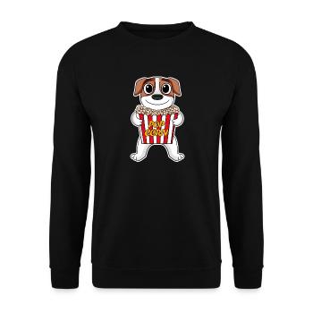 Popcorn Kino Hund Filme Film Filmabend - Unisex Pullover - Schwarz - Vorne - Alina (178cm) & Michal (187cm)