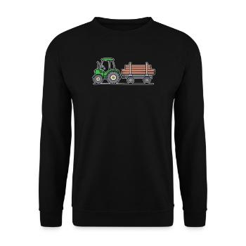 Biobauer Trecker Statement Traktor Nutzfahrzeug - Unisex Pullover - Schwarz - Vorne - Alina (178cm) & Michal (187cm)