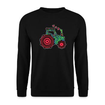 Traktor Herz Nutzfahrzeug Landleben Landwirt Feld - Unisex Pullover - Schwarz - Vorne - Alina (178cm) & Michal (187cm)
