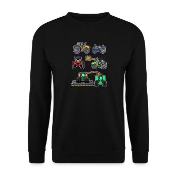 Kraftfahrzeug Traktor Bauernhof Bauer Landleben - Unisex Pullover - Schwarz - Vorne - Alina (178cm) & Michal (187cm)