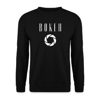 Bokeh-Blendenfotografie-Kameraobjektiv-Hemd - Unisex Pullover - Schwarz - Vorne - Alina (178cm) & Michal (187cm)