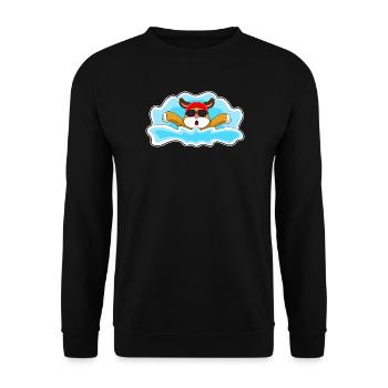 Hund Schwimmen Schwimmbrille Sommer - Unisex Pullover - Schwarz - Vorne - Alina (178cm) & Michal (187cm)