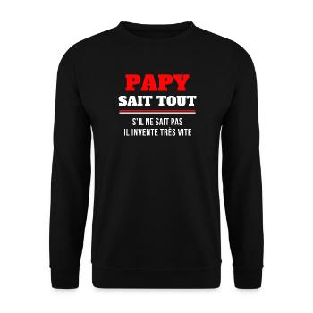 grand-père, papy, super papy - Sweat-shirt Unisexe - noir - Devant - Alina (178cm) & Michal (187cm)