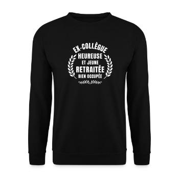 retraite, je suis retraitée, ex-collègue - Sweat-shirt Unisexe - noir - Devant - Alina (178cm) & Michal (187cm)