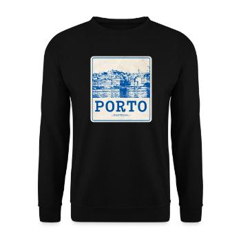 Porto Blue Vintage Skyline - Sweat-shirt Unisexe - noir - Devant - Alina (178cm) & Michal (187cm)
