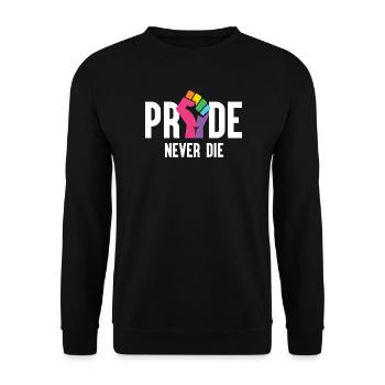 Pride Month LGBT - Pride Never Die - Unisex Pullover - Schwarz - Vorne - Alina (178cm) & Michal (187cm)