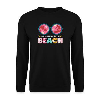 Sommerferien, Sommer, Hallo Sommer - Unisex Pullover - Schwarz - Vorne - Alina (178cm) & Michal (187cm)