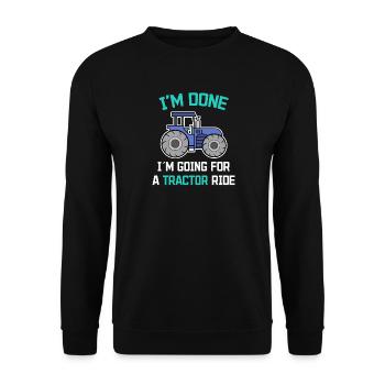 Organic Farmer Tractor Statement Motor Vehicle Farm - Unisex Sweatshirt - black - Front - Alina (178cm) & Michal (187cm)