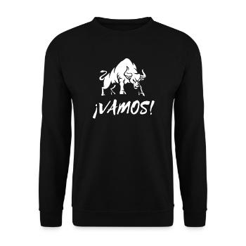 LOS GEHT'S! Motivation und positive Energie-Aussage - Unisex Pullover - Schwarz - Vorne - Alina (178cm) & Michal (187cm)